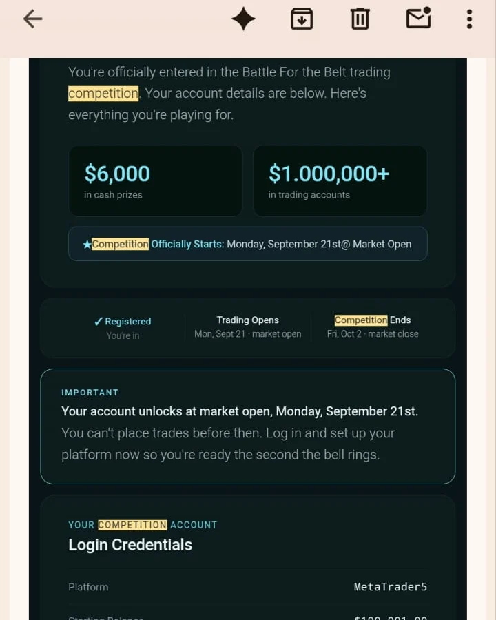 Redacted member competition account confirmation